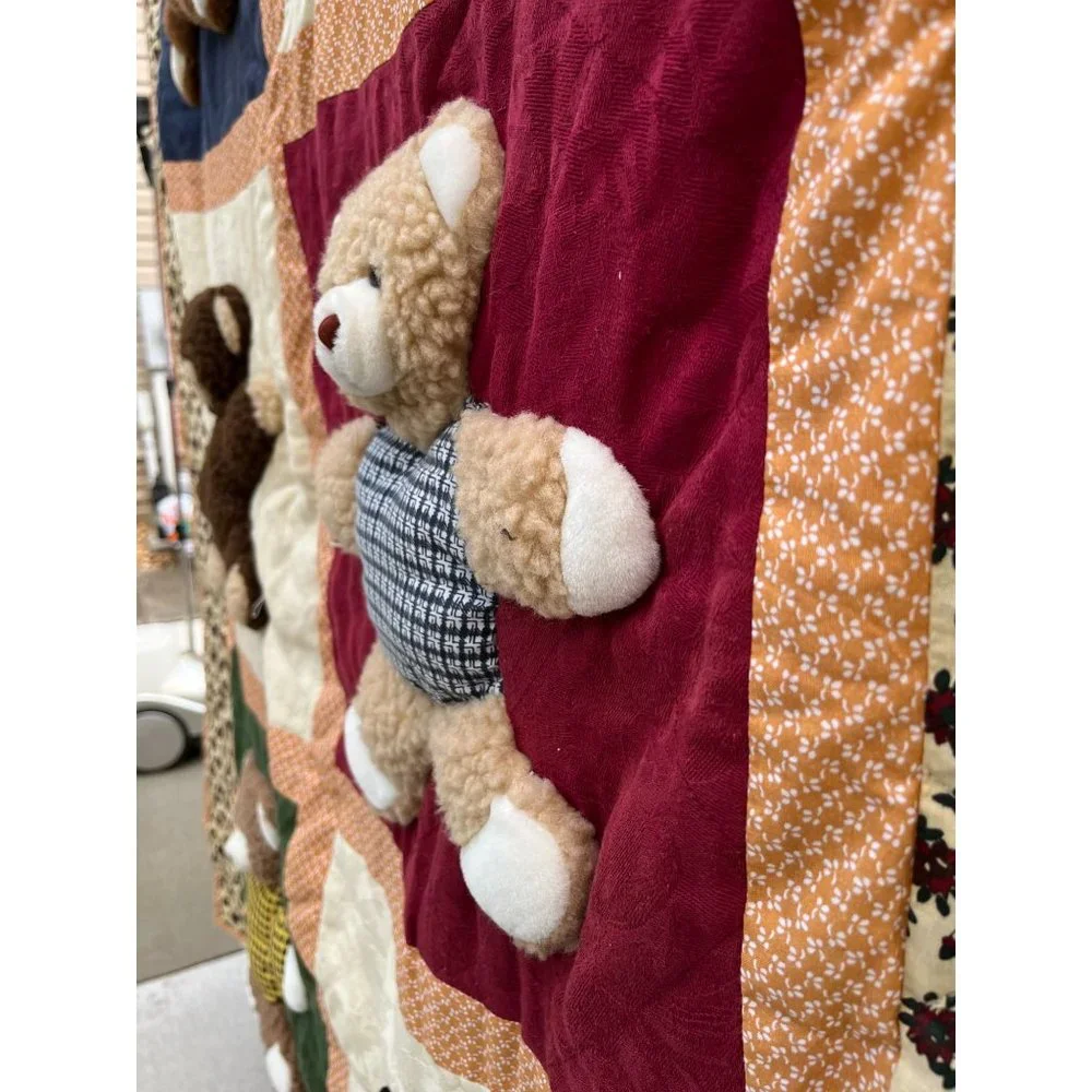 Teddy Bear Wall Art Nursery Décor 3 D Dimensional Art Quilted Hanging 48x58
